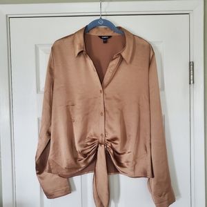Bronze satin button up blouse